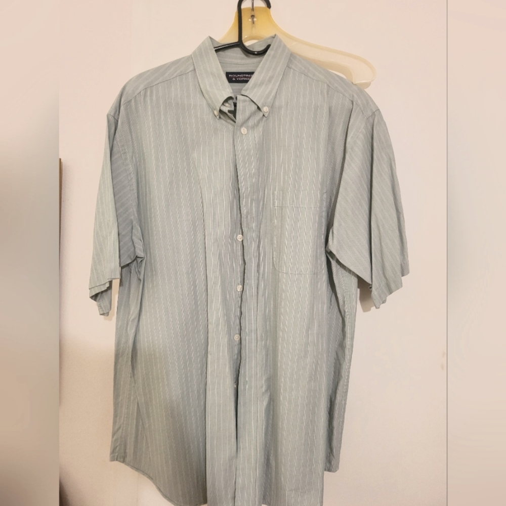 Roundtree and Yorke short sleeve button up shirt, large, sea green